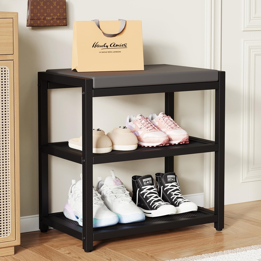 ZHOOGE Shoe Bench Shoe Rack Storage Bench Entryway Bench Shoe Shelf with Seat Cushion, Stab