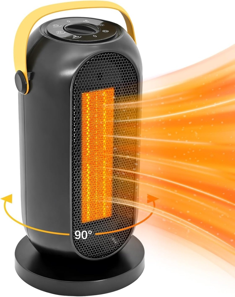 YuFek Electric Heater, Small Space Heater Low Energy, Ceramic Fan Heater, PTC Electric Spac