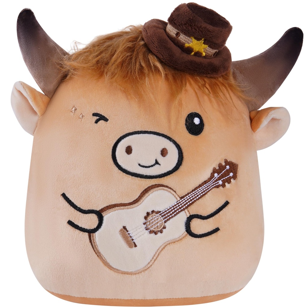 CozDazz Highland Cow Plush Toy Gifts for Kids, 8-Inch Cute Cow Soft Stuffed Animal with Gui