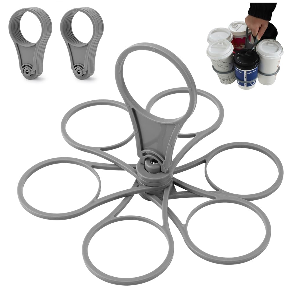 2 Pack Super Carry 6-Cup Beverage Carrier | Take-Out Coffee, Soft Drinks, Pints, Beer | Sturdy & Reuseable