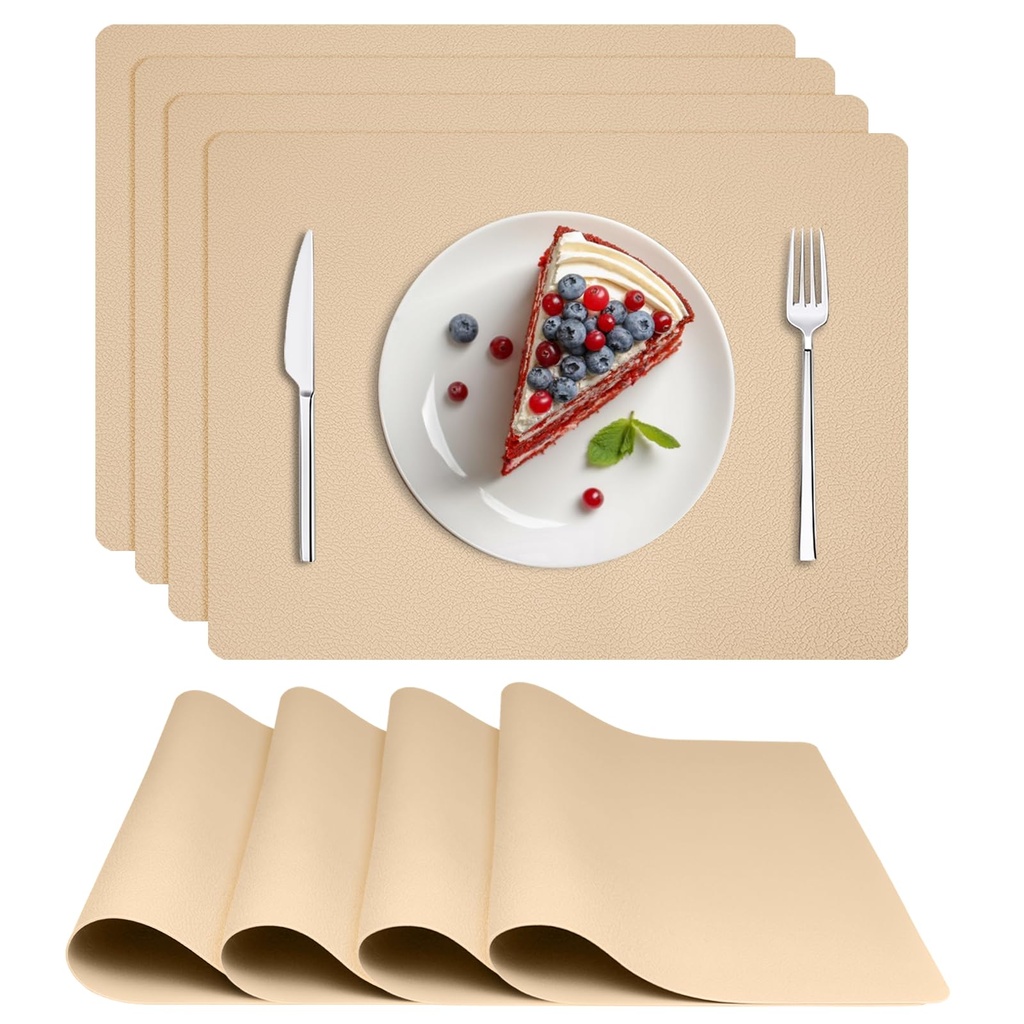 Siliconety Silicone Placemats Set of 4, Silicone Place Mats for Table, Washable Non-Slip He