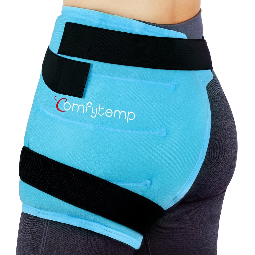 Comfytemp Hip Ice Pack Wrap for Sciatica Discomfort, Reusable Thigh Cooling Pack, Hot and Cold