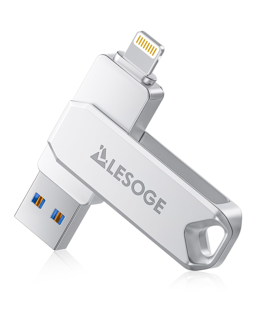 LESOGE 128GB USB 3.0 Flash Drive for iPhone, iPad, Android & PC/Mac - MFi Certified
