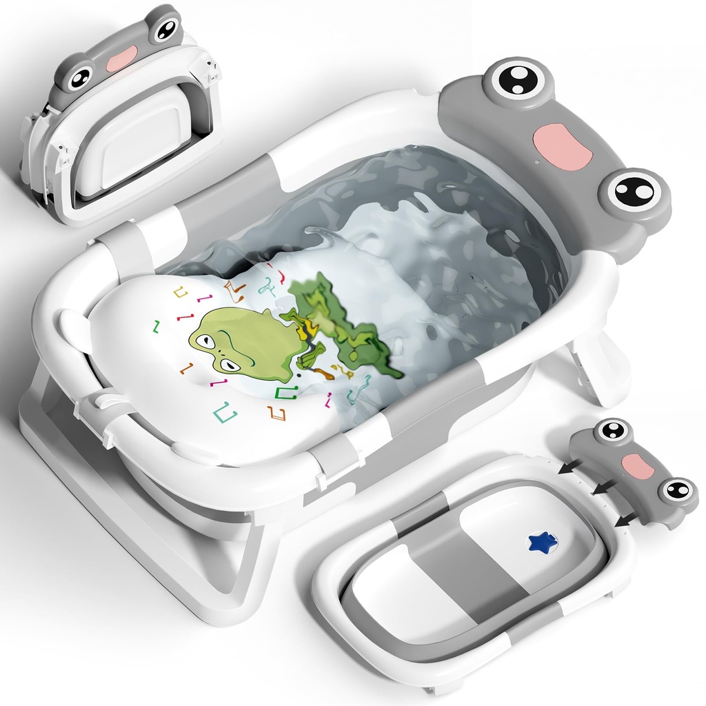 COOSEYA Foldable Baby Bath Tub for Newborn, Collapsible Baby Bathtub with Soft Support 