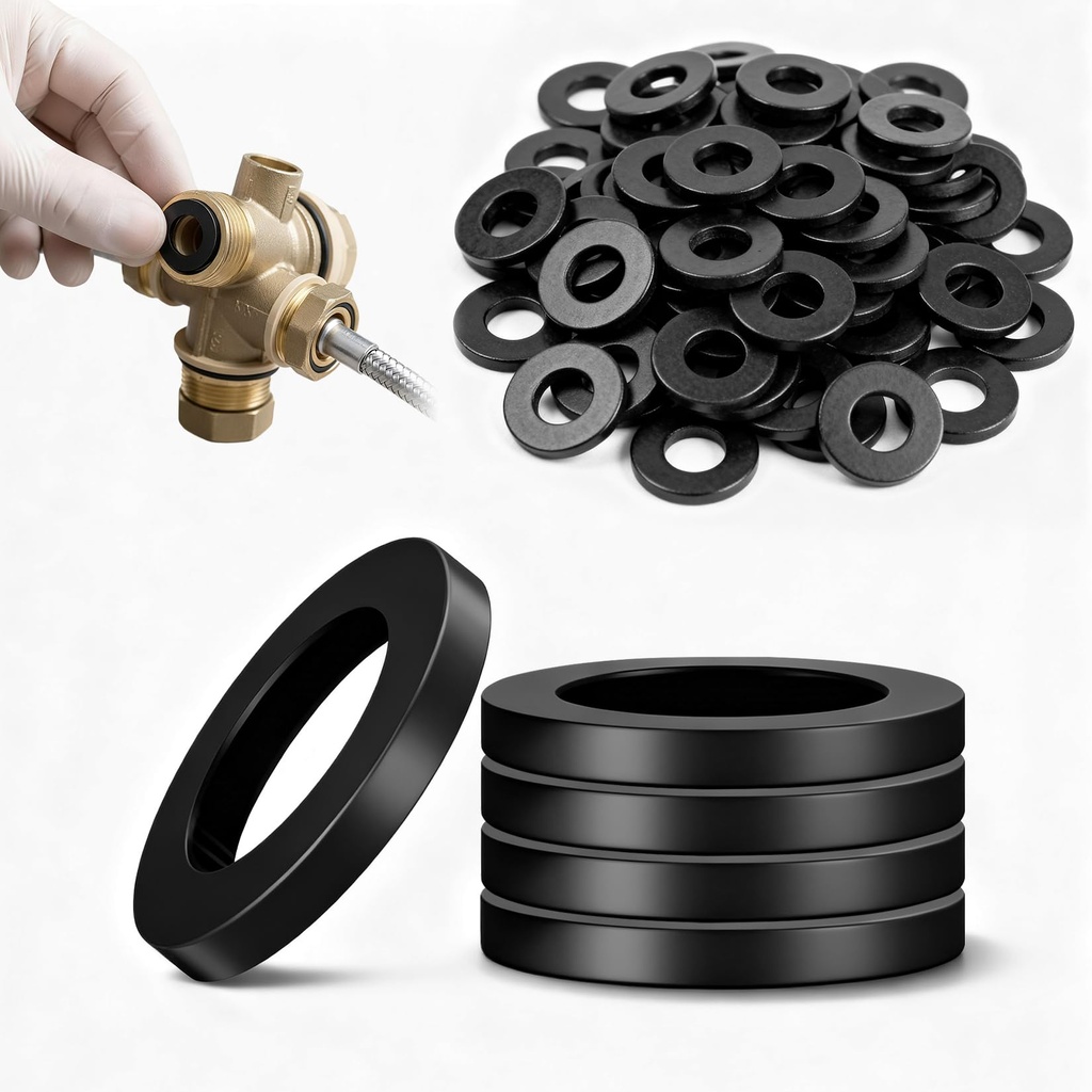 110 Pcs Rubber Washer Spacers Standoff Assortment Kit, Black Grommets Heavy Duty for Screws
