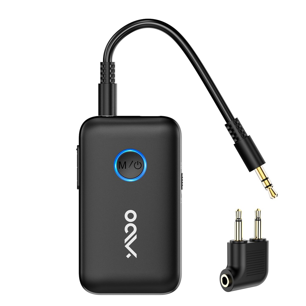 YMOO Bluetooth 5.3 Transmitter Receiver for TV/Plane to Headphones, Wireless Audio Adapter