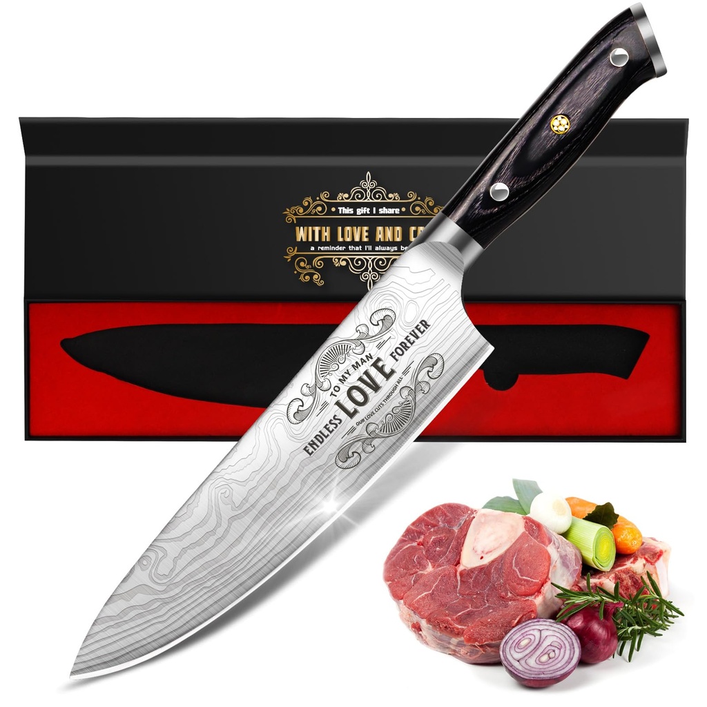 Funistree Chef Knife Gifts for Him, High Carbon German Stainless Steel Kitchen Knife, Boyfr