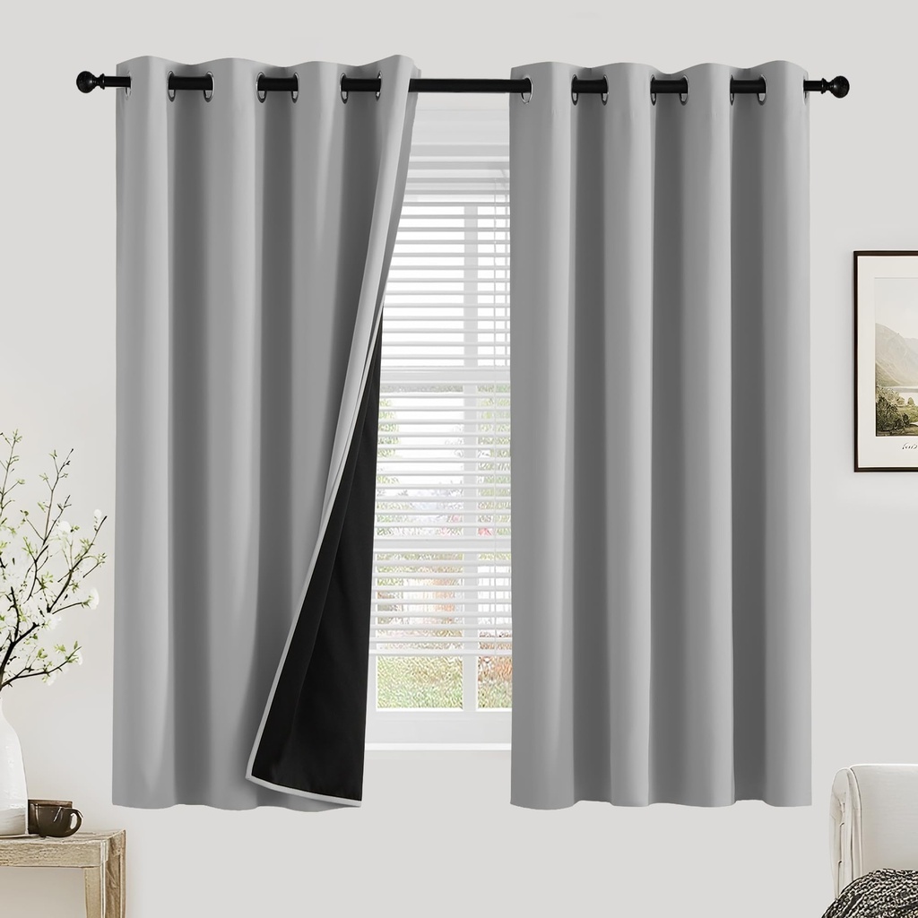 PONY DANCE 100% Blackout Curtains for Bedroom - Thermal Full Blackout Eyelet Curtains