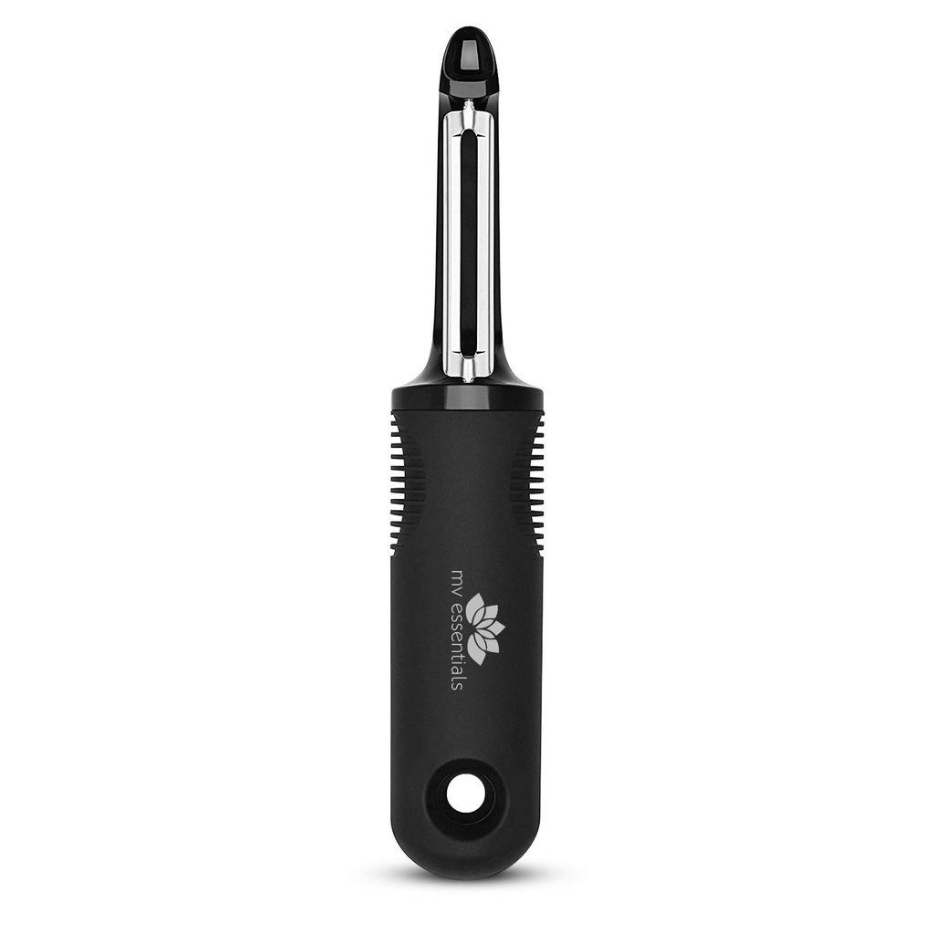 Potato Peeler by MV Essentials - Vegetable Peeler - Julienne - Black None Slip Grip Handle