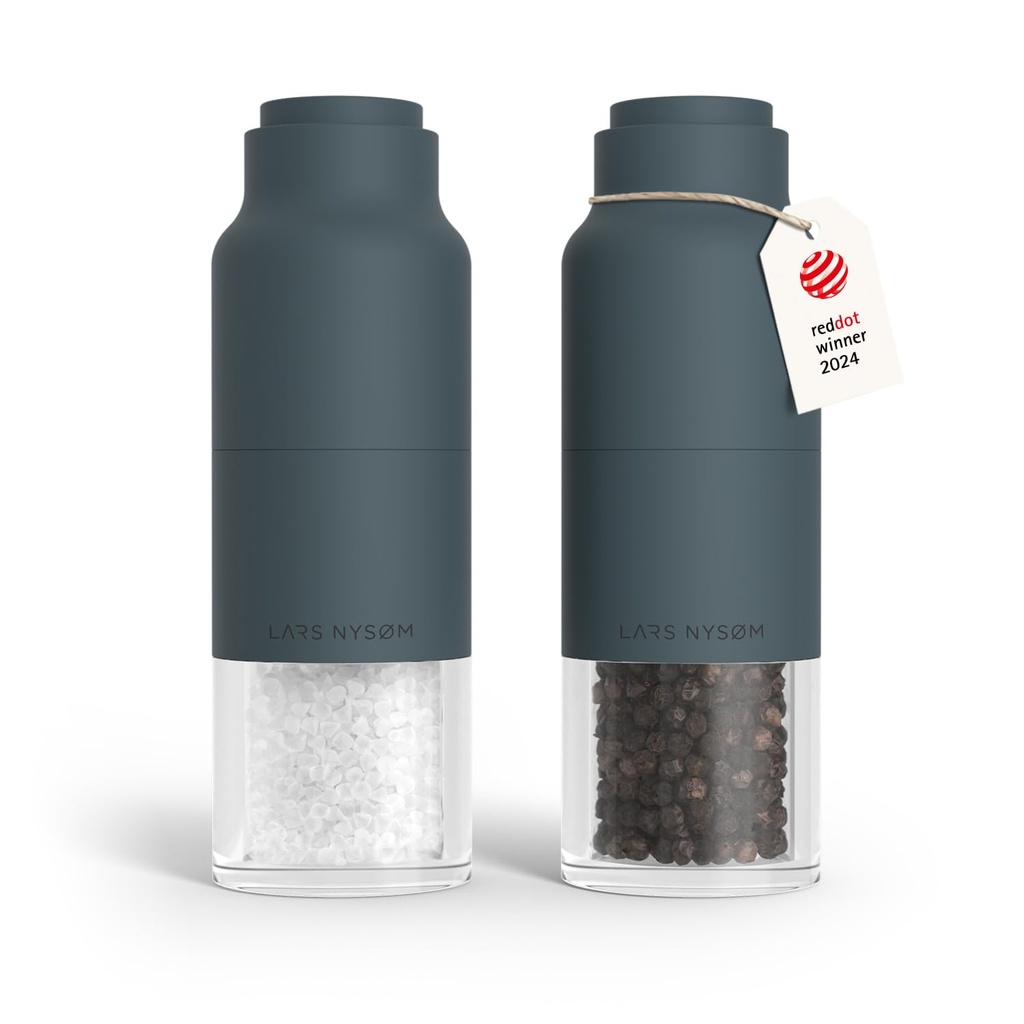 LARS Salt and Pepper Grinder Set Stainless Steel with Adjustable Grinder I Bottle