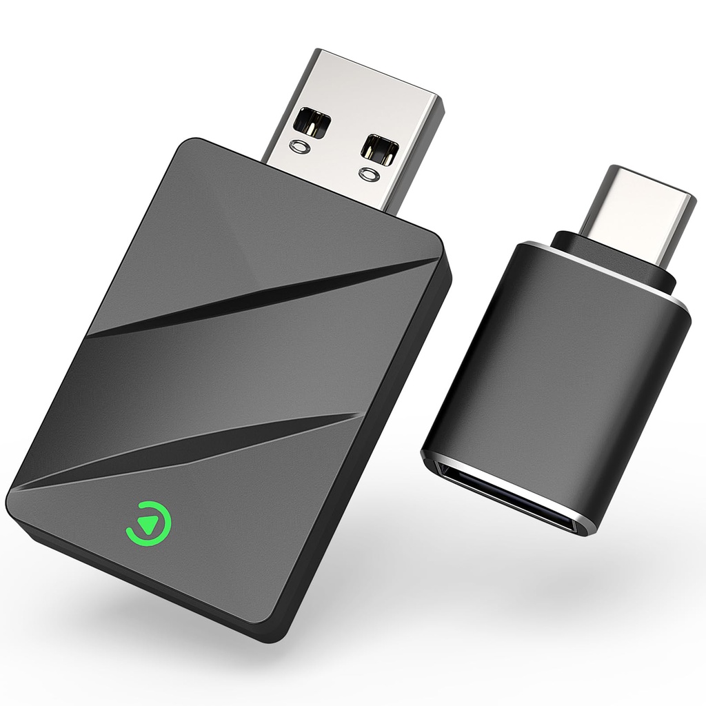AOUQEE 2 in 1 Wireless CarPlay & Android Auto Adapter, Plug & Play Wireless CarPlay Dongle 