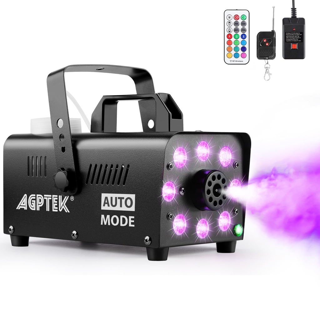 Upgraded Fog Machine, AGPtEK Smoke Machine with 13 Colorful LED Lights and RGB Light Effect