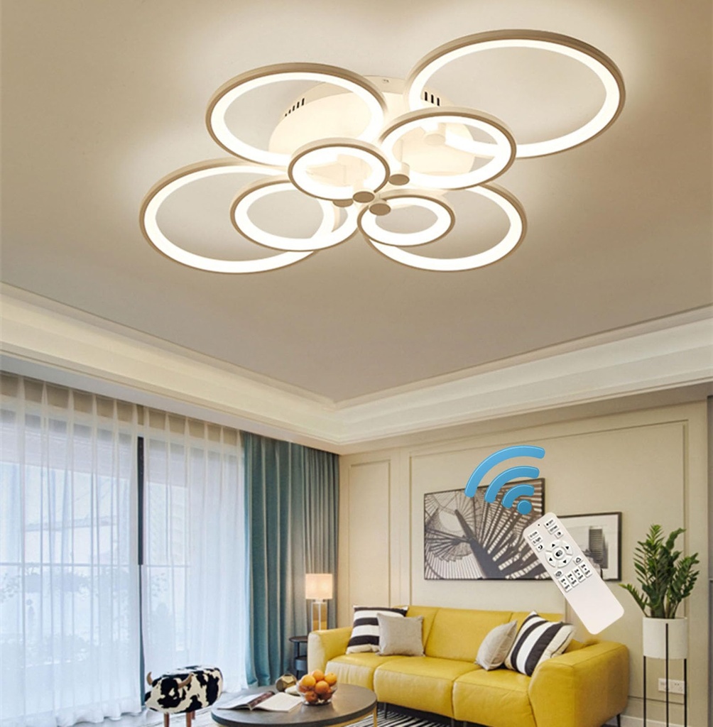 Ganeed Modern LED Flush Mount Lighting Fixture, Dimmable 8-Head Ceiling Light Lamp