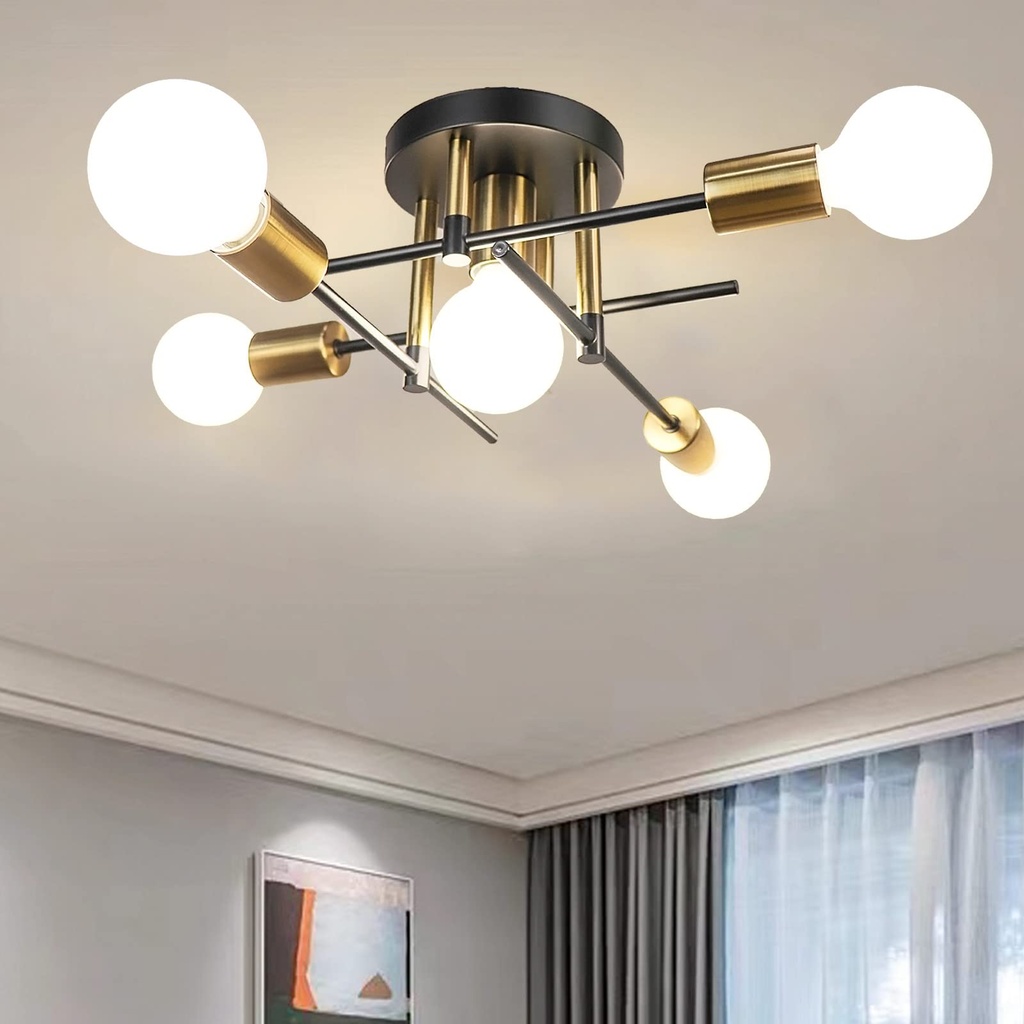 Hudi Fyier Modern Chandelier - 5 Light Industrial Vintage Style Ceiling Light for Bedroom