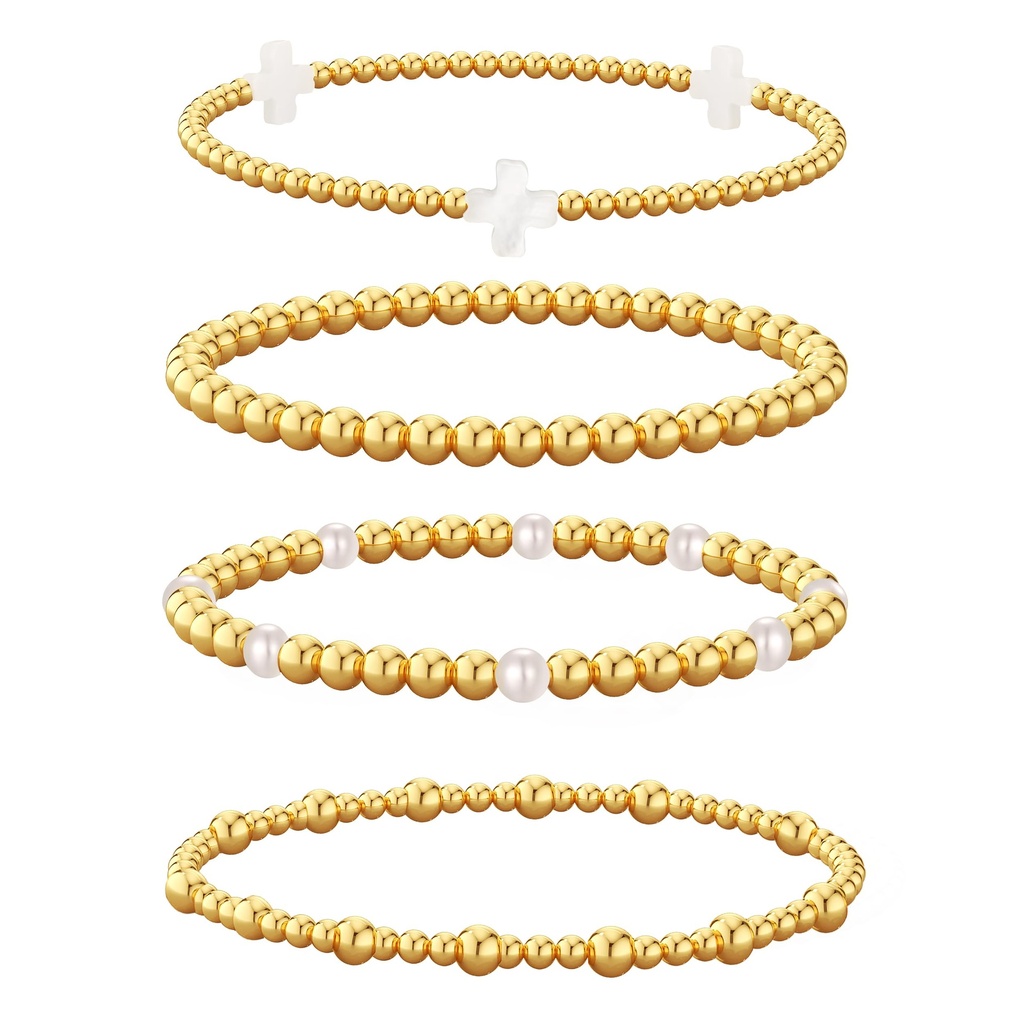 VIROMY 4PCS Gold Bracelets for Women 14K Gold Plated Stackable Bracelet Fashion Devil's Eye