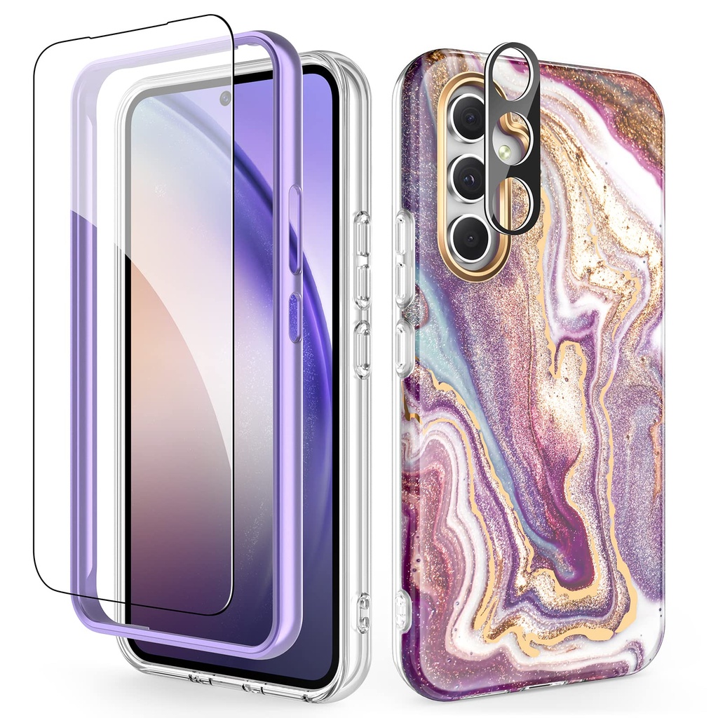 SHEDEER for Samsung A54 5G Case with Glitter Camera Protector + Screen Protector, Samsung Ga