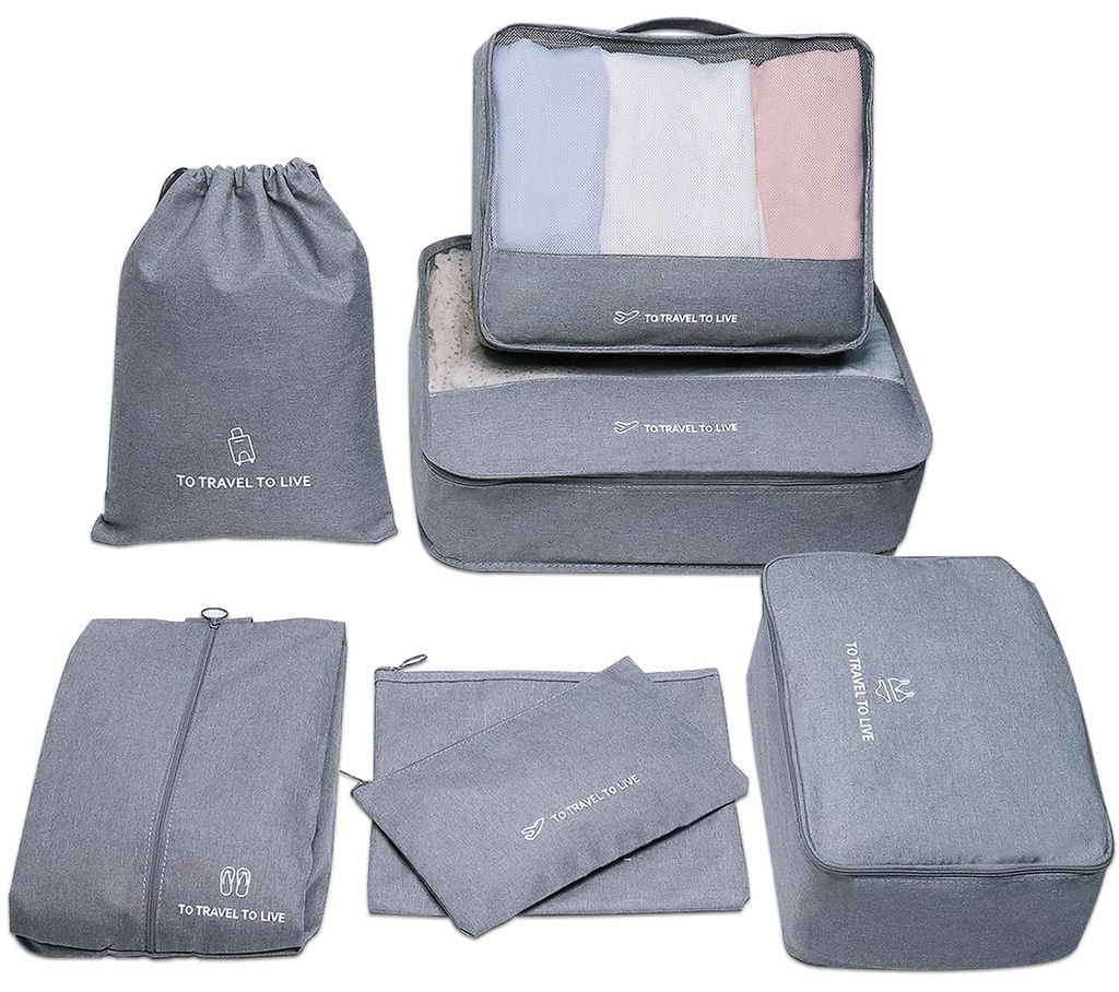 Alimat PluS Travel Packing Cubes 7 Pack, Luggage Bags Organiser in Different Sizes for Fami