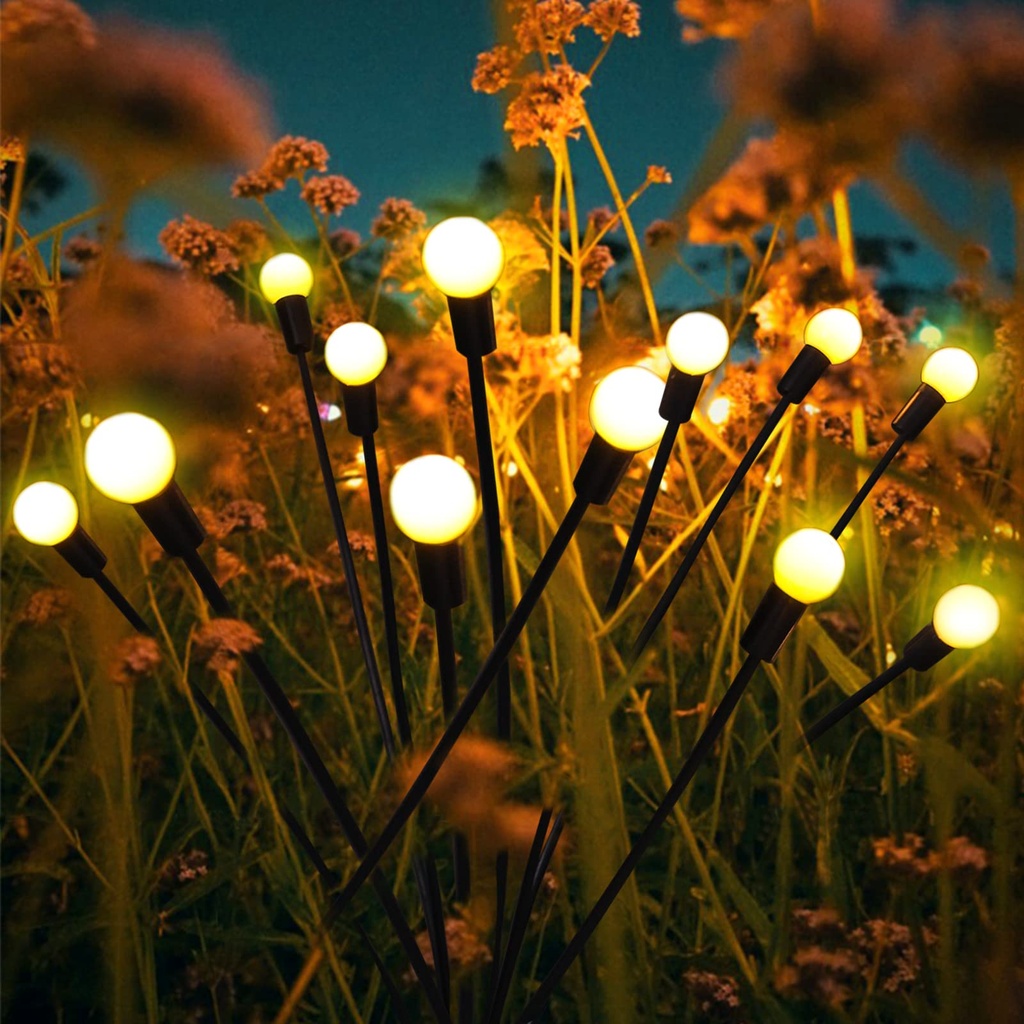 ANGMLN Solar Lights Outdoor Garden,Solar Firefly Lights - 2 Pack 16 LED Starburst Swaying L