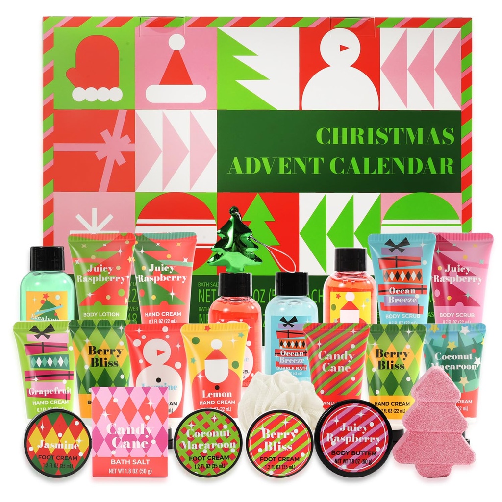 Advent Calendar  24pc Christmas Spa Gifts Set for Women, Hand Cream, Lotions