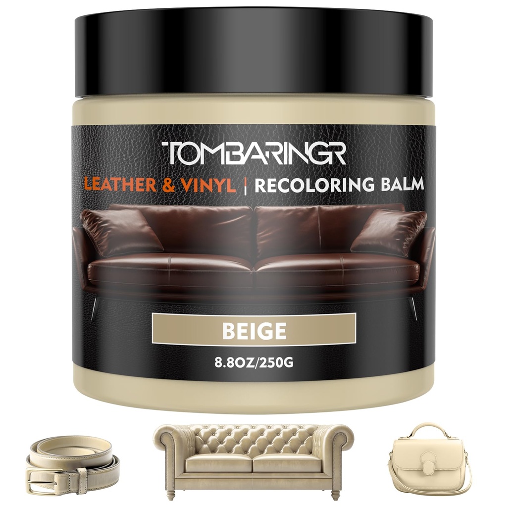 TOMBARINGR Leather Recoloring Balm 8.8oz Tan with 100ml Conditioner Leather Repair Kit for