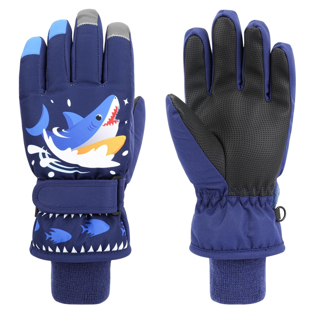 QKURT Kids Ski Gloves, Winter Warm Windproof Snow Mittens Girls Boys Cold Weather Gloves fo