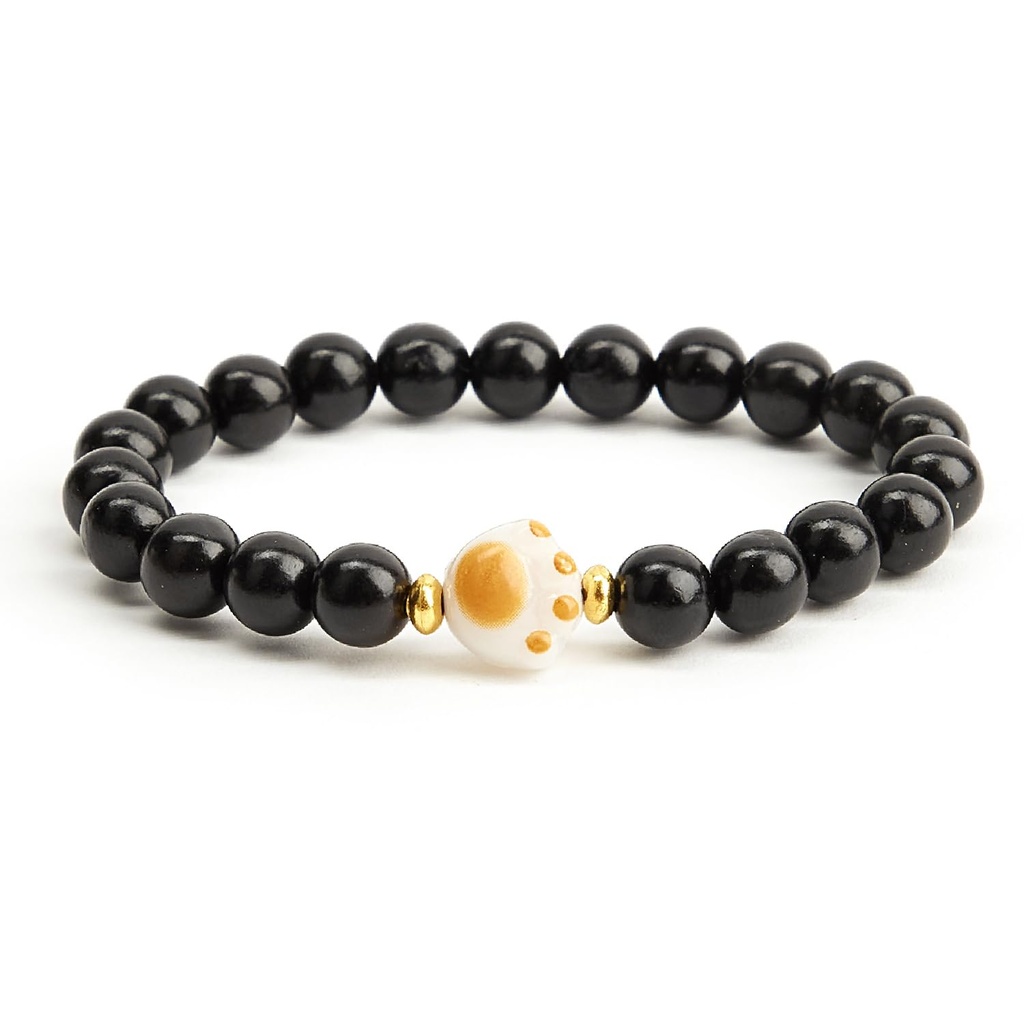 Prometis Cat Claws Fashion Bracelet Natural Rosewood Round Beads and White Jade Bodhi Seeds