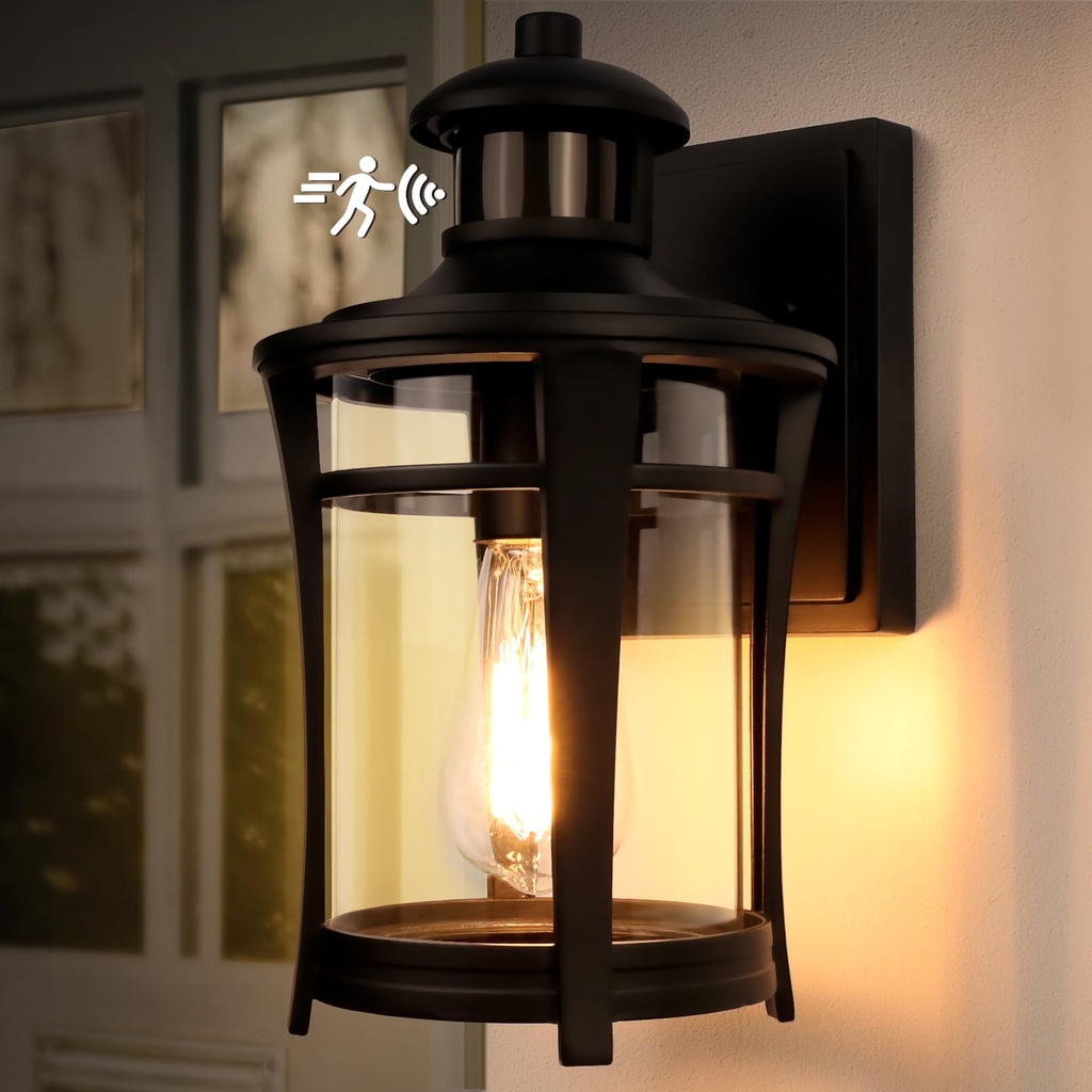 Lamomo Outdoor Wall Lights, Security Motion Sensor Lights Outdoor with Bulb, Waterproof 