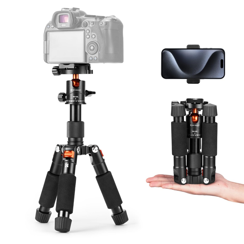 K&F CONCEPT Mini Desktop Tripod, 20.5''/ 52cm Compact Desk Material Tripod with 360°