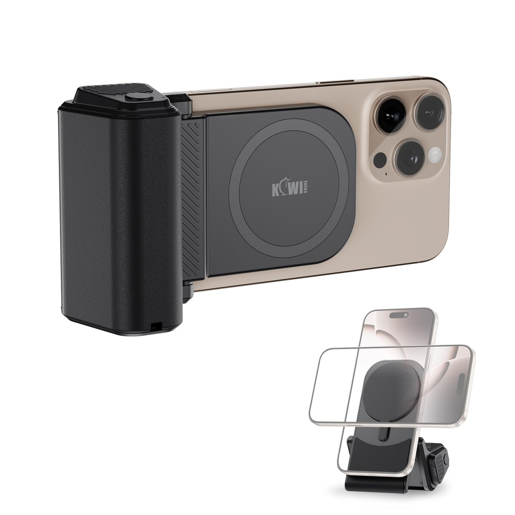 JJC Pro Version Magnetic Phone Handgirp with Bluetooth Remote, Magnetic Snap Grip Handle