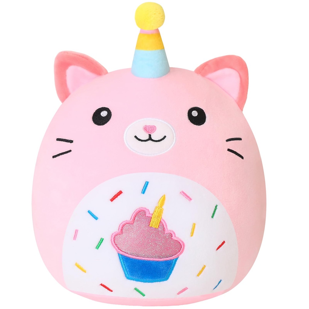 Xfrog Cat Stuffed Animal Birthday Cake Plush Pillow 10" Cute Unicorn Plushies Kawaii Plush