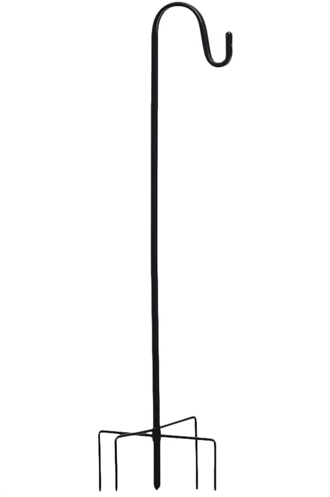 Wild Bird Feeder Pole. Feeding Station with Decorative Finial & One Hooks for any Feeders s