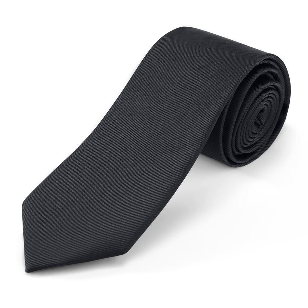 JUNMEISI Black Ties For Men Solid Pure Color Tie 3.15" (8CM) Formal Necktie for Men in Gift