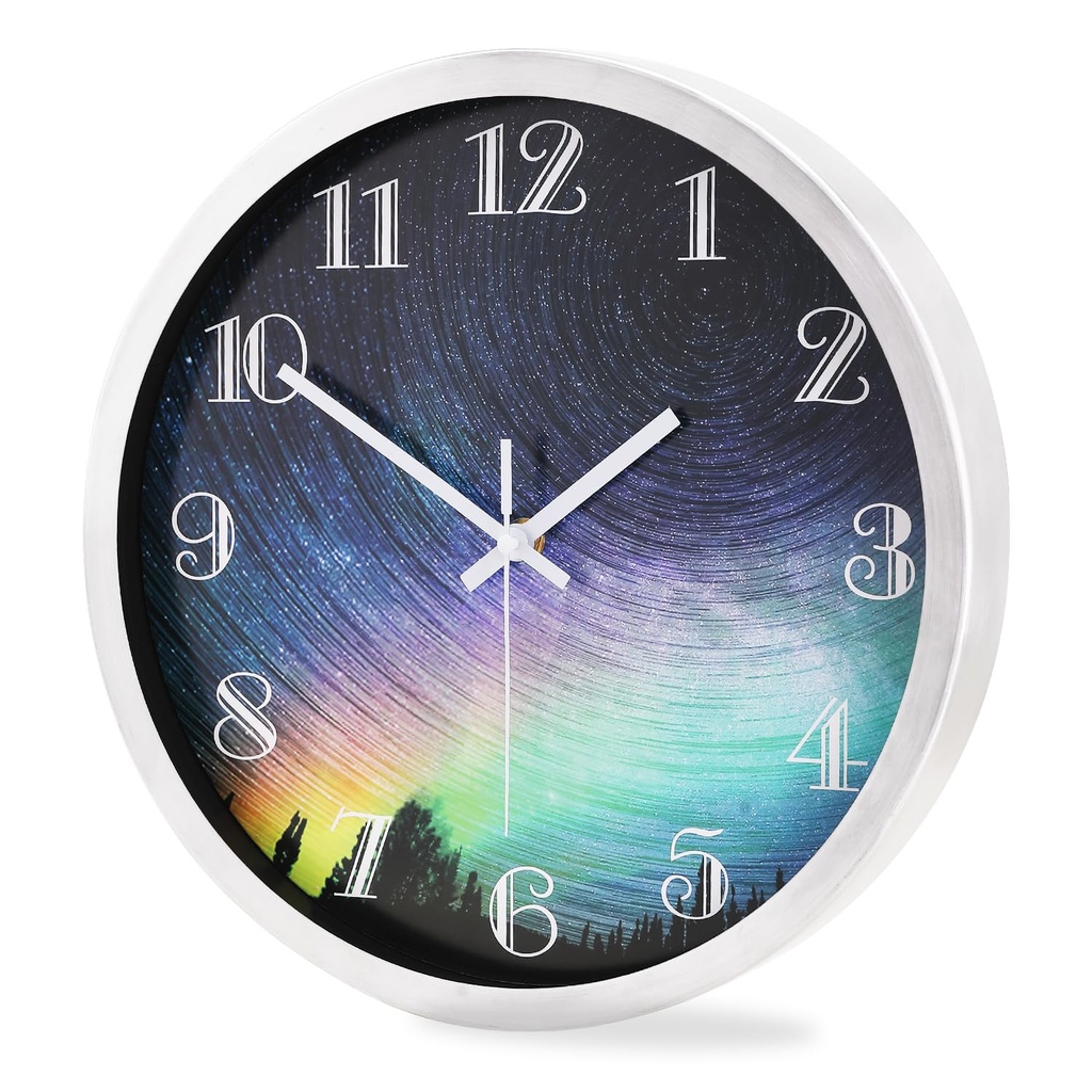 Gilacco Stainless Steel Wall Clock, Quality Quartz Silent Non-Ticking, Decorative Modern Room