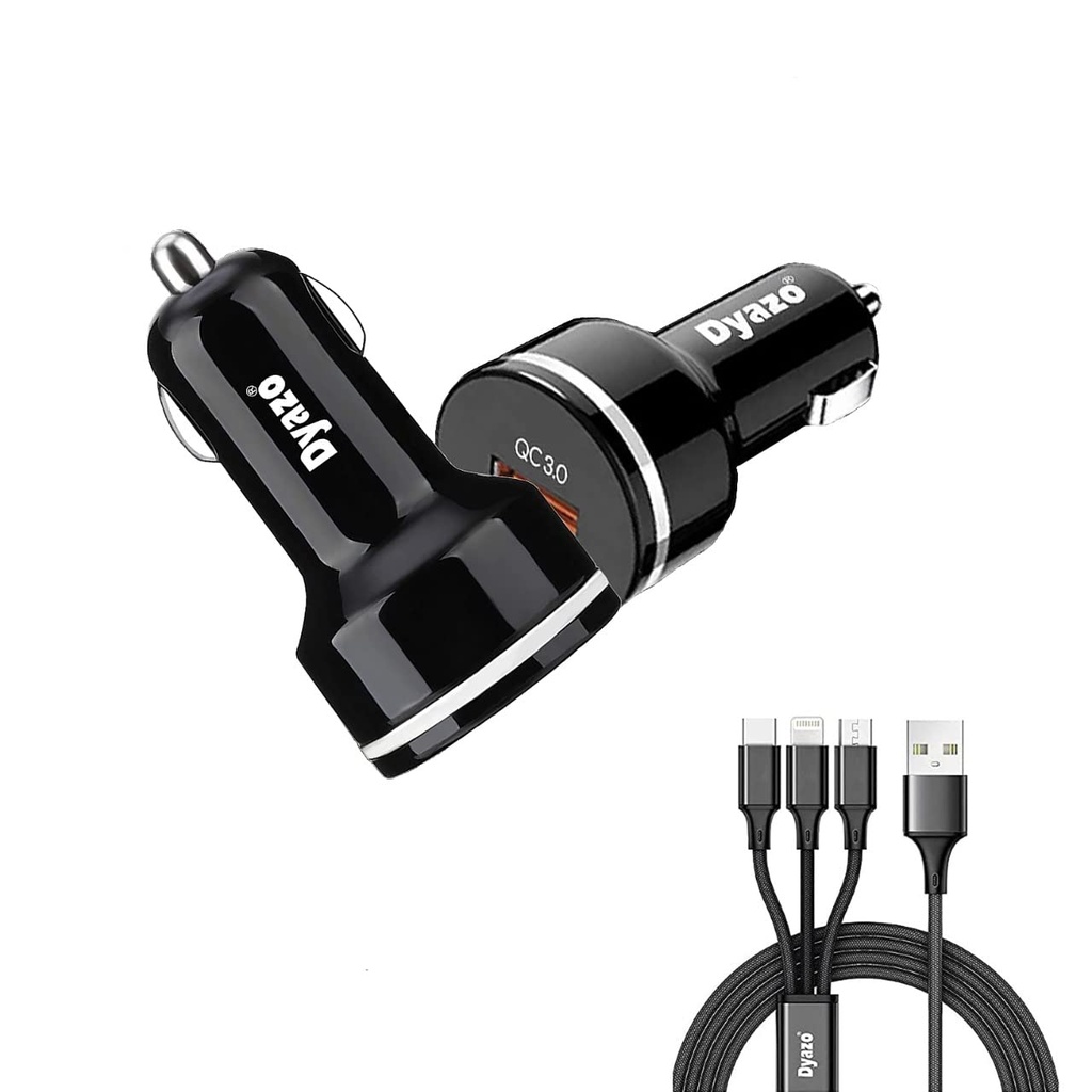 Dyazo 3.0 Fast Charging Car Charger, Rapid Dual Port USB Car Charger compatible for iPhone