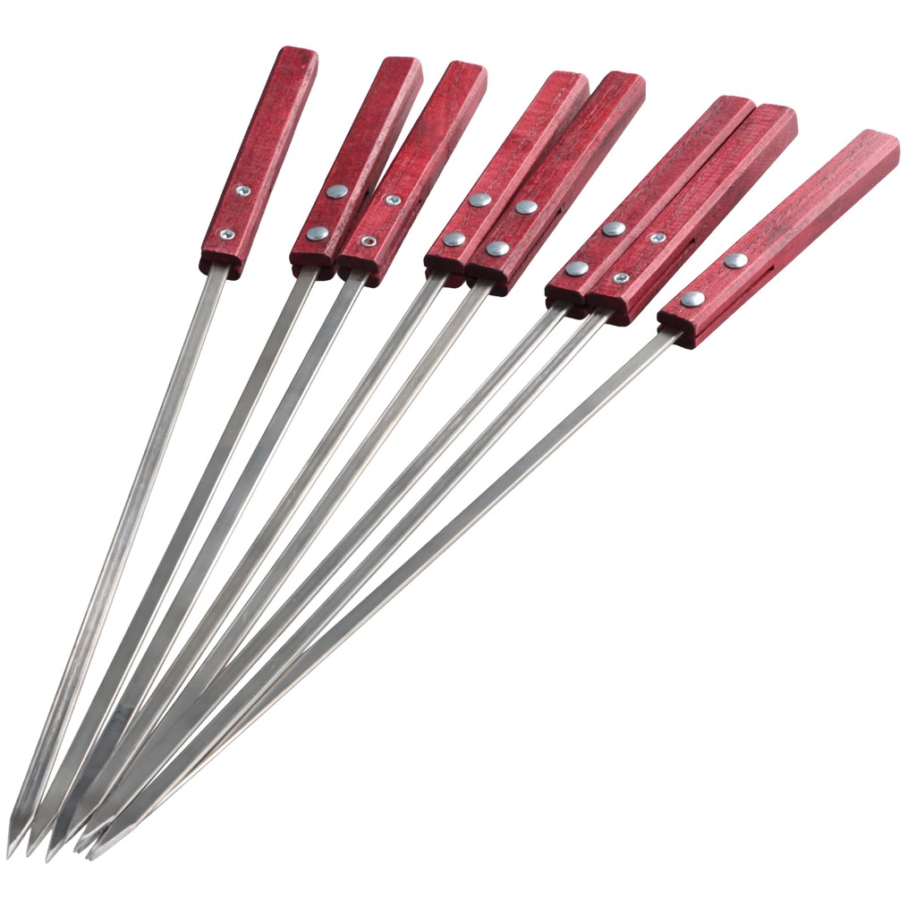 8 PCS BBQ Skewers Set, Stainless Steel Kebab, Reusable Kebab, Skewers with Wooden Handle, f