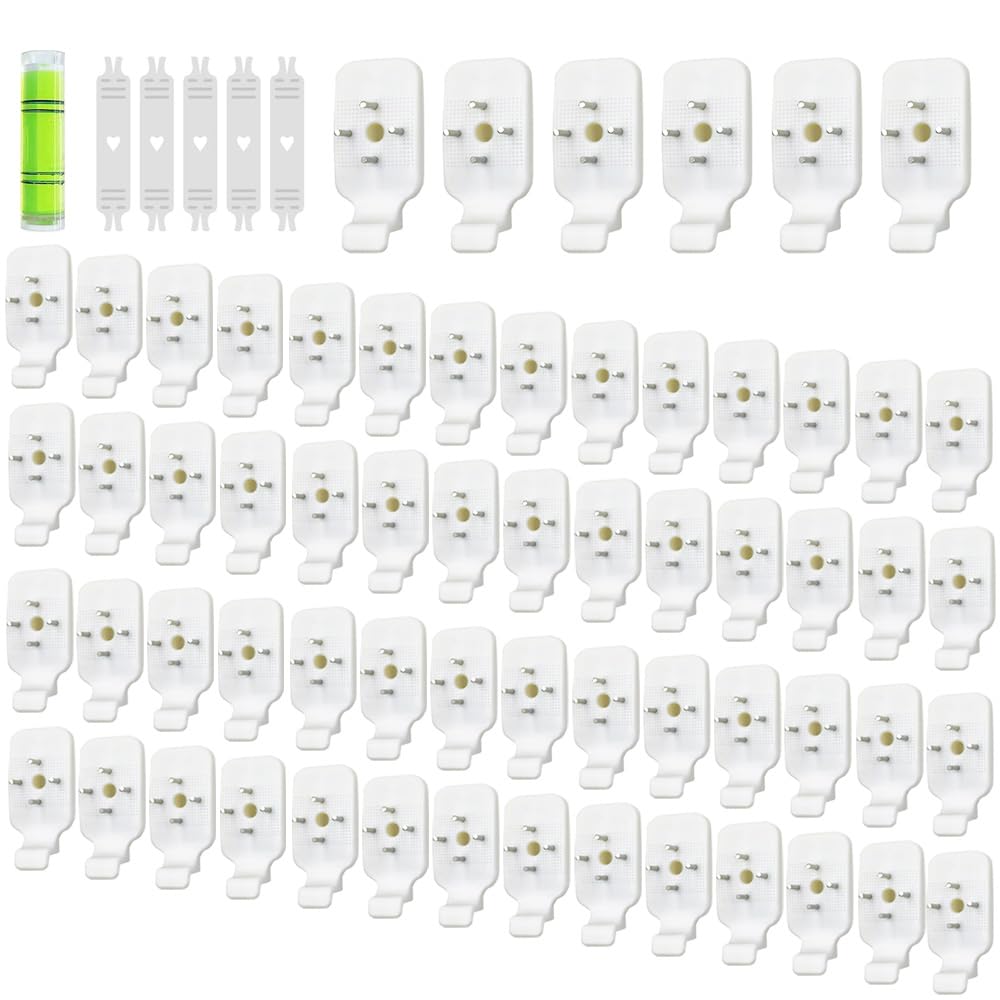 WYAN 50 Pcs Non-Trace Perforated Picture Hook for Hard Wall, Picture Hanging Kit, Wall Hook
