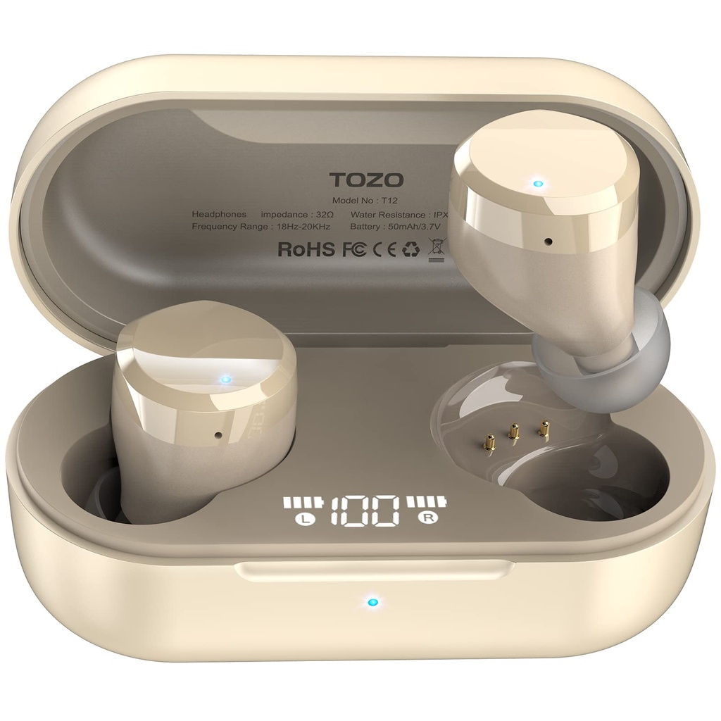 TOZO T12 Wireless Earbuds Bluetooth 5.3 Headphones Premium Sound Performance Touch Control