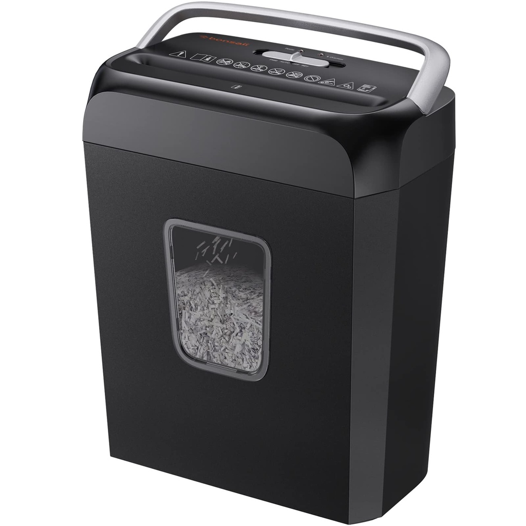 Bonsaii 6 Sheet Cross Cut Paper Shredder, Compact Shredder for Home & Small Office Use
