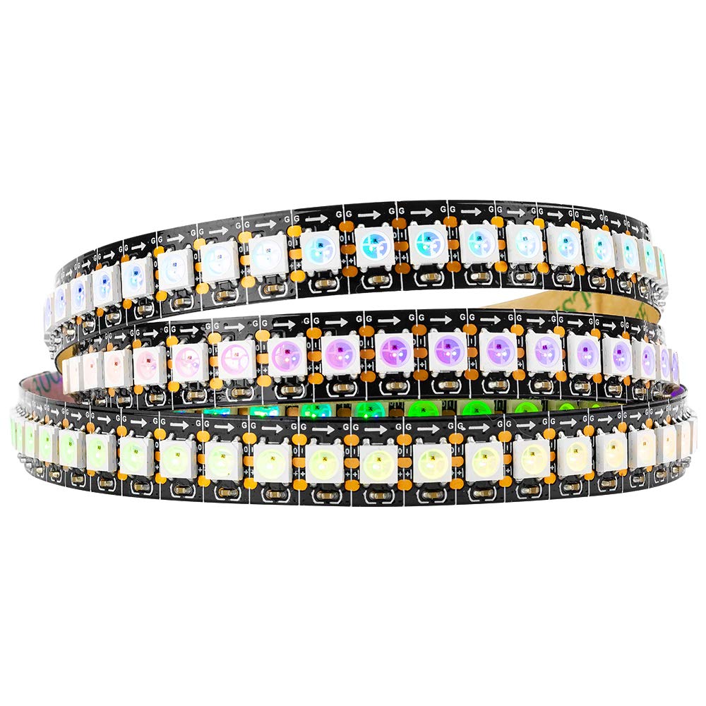 BTF-LIGHTING WS2812B 3.2FT 1m 144 LEDs/Pixels/m Black PCB Individual Addressable 5050SMD LE