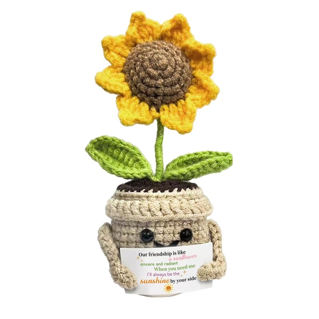 iTbxzzy Best Friend Friendship Gifts for Women Men, Handmade Crochet Cute Small Sunflower Bi