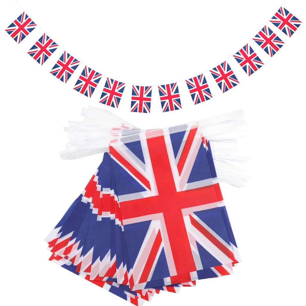 G2PLUS 12M Union Jack Flag Bunting, 30 PCS Rectangular Kings Coronation Bunting, Reusable Bu