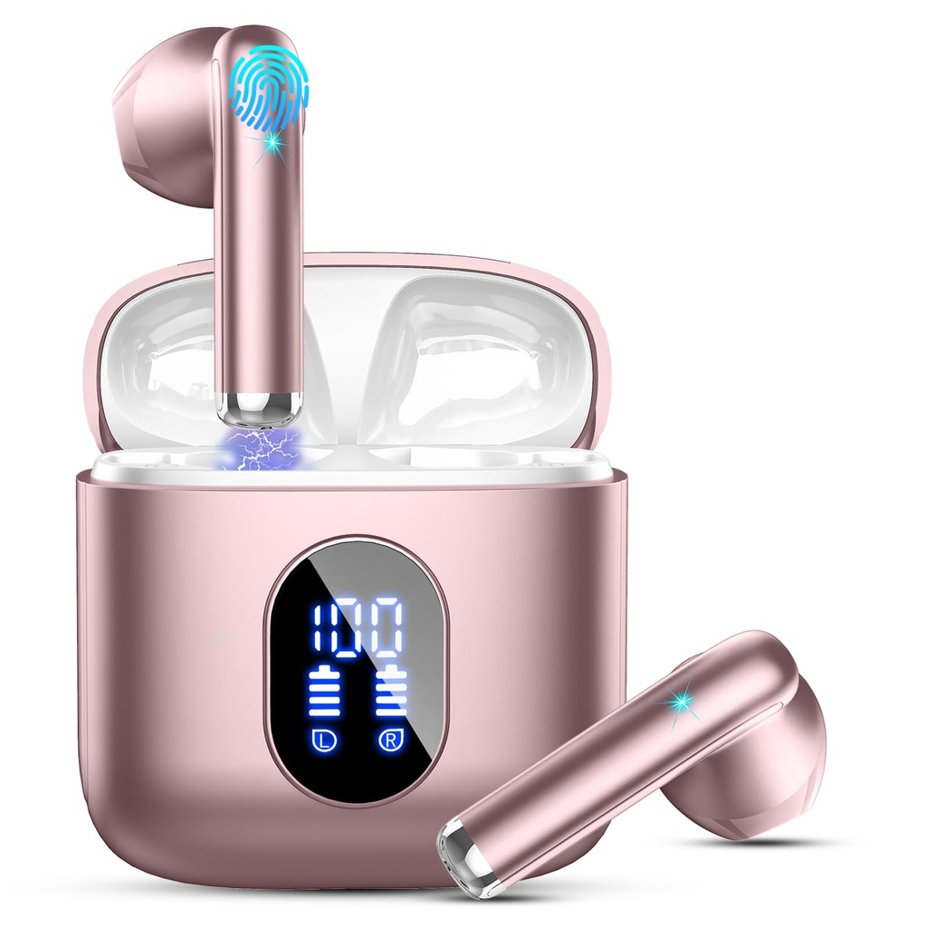 Wireless Earbuds, Bluetooth 5.4 Headphones 2026 Wireless Headphones with Deep Bass