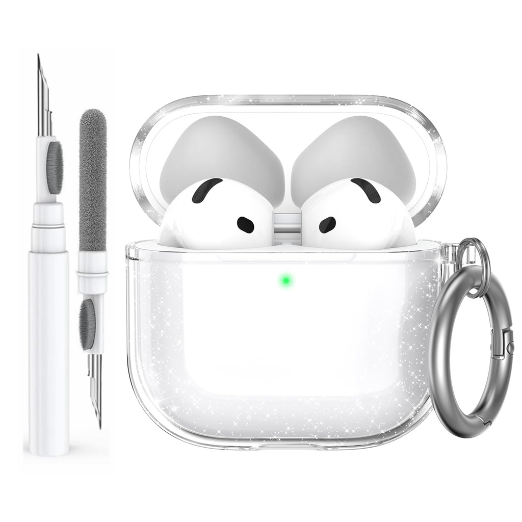 AhaStyle Clear Airpods 4 Case Cover with Cleaning Kit [Anti-Yellowing] Soft TPU Protective