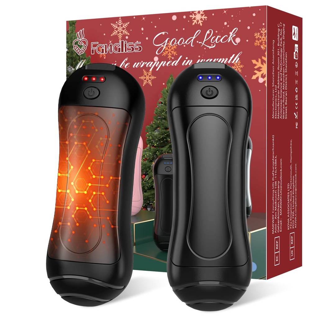FANDLISS 2 in 1 Hand Warmers Rechargeable,2025 Newest Cylindrical Hand Warmers,3 Heating Mo
