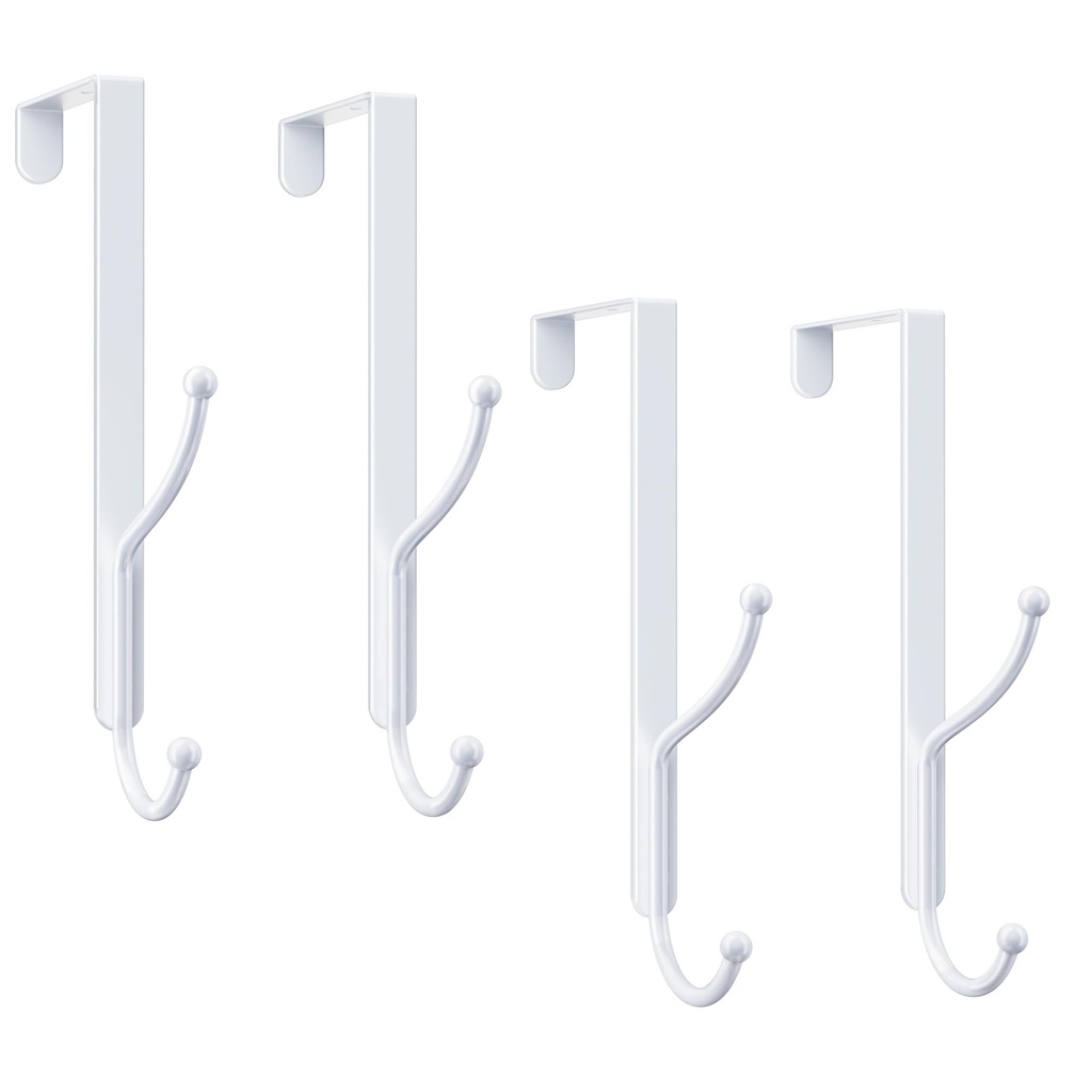 niffgaff Double Over Door Hook 4 Hooks Heavy Duty Metal Hanger for Coat Towel Bag Robe with