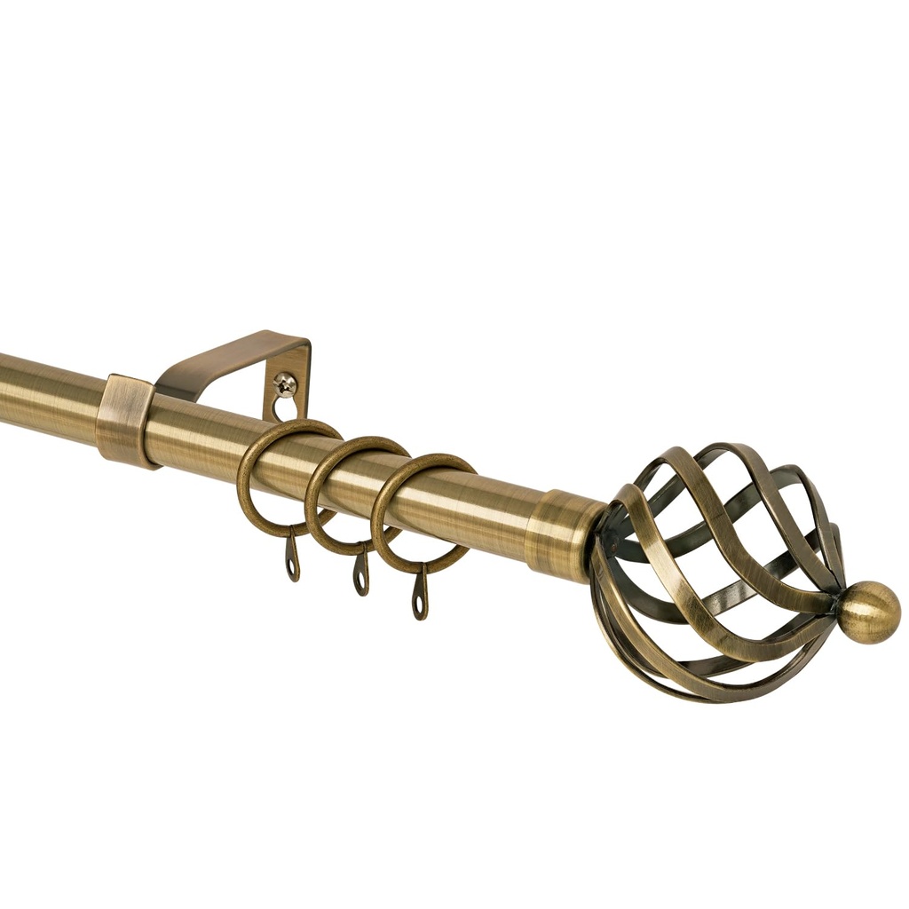 WL.Rocaille Curtain Pole Single Spiral Metal Extendable Adjustable 16/19mm Diamete Curtain