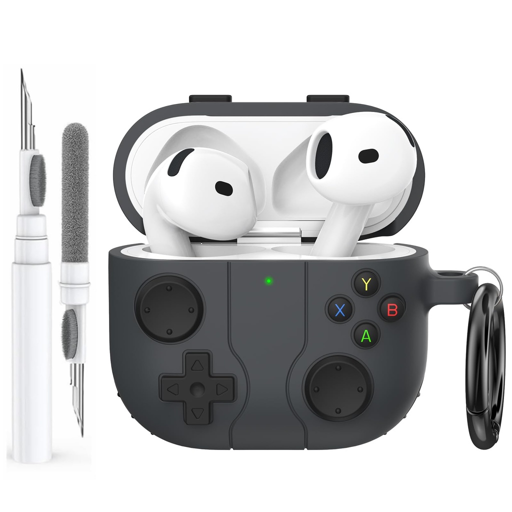 AhaStyle AirPods 4 Case Cover with Cleaning Kit Retro Handheld Game Console Design for AirP