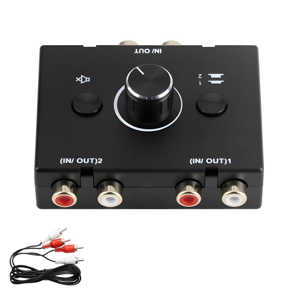 Times Mark RCA Audio Switcher 2 in1 Out Bidirectional, Audio Extractor Switch Box RCA Switc