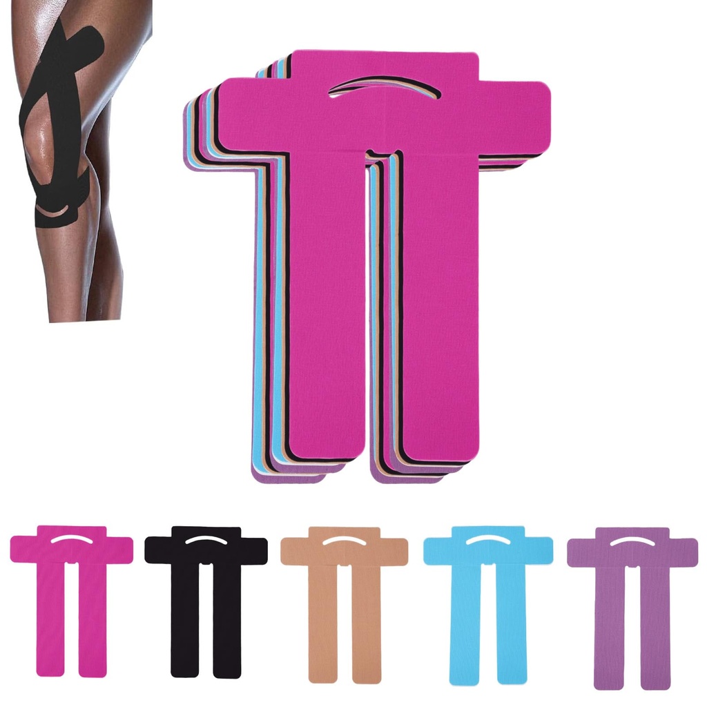 Gosknor 15pcs Precut Kinesiology Tape for Knees, Waterproof Breathable Elastic Athletic Mus