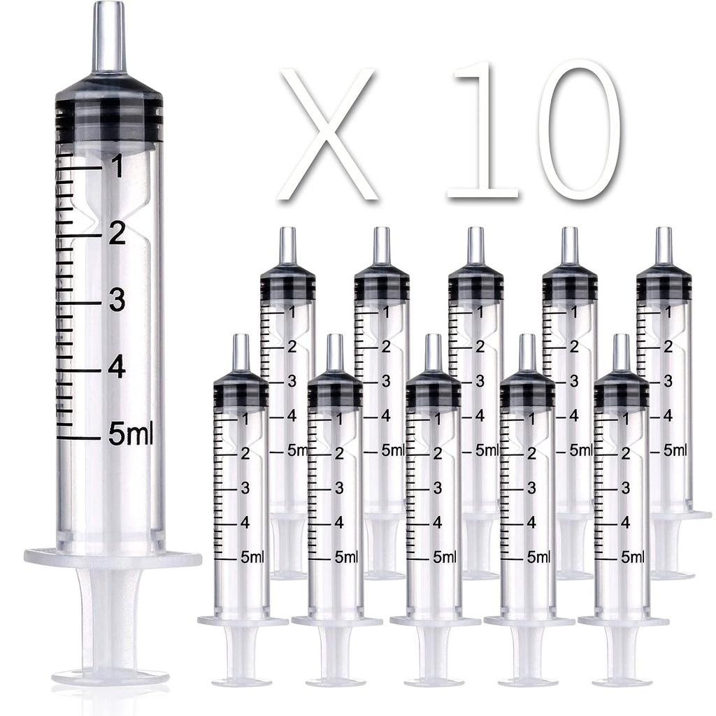 10 Pack 5ml/5cc Syringe Without Needle for Crafts Pets Feeding Industrial and Scientific (